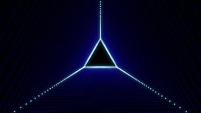 Glowing blue triangular tunnel with digital light beams. Sci-fi geometric motion background symbolizing cyber connection, virtual technology, modern data flow in deep perspective space. - Powered by Shutterstock - Get 15% off with code: PIKWIZARD15