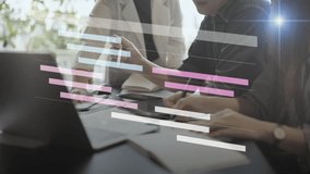 Project management concept, colleagues collaborating on a teamwork project timeline task and team planning a schedule, virtual analytics dashboard - Powered by Shutterstock - Get 15% off with code: PIKWIZARD15