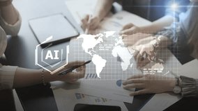 Global Business Management with AI, Professional managing international operations or analyzing big data using Artificial Intelligence AI for global data analysis, international strategy, and futurist - Powered by Shutterstock - Get 15% off with code: PIKWIZARD15