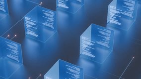 Futuristic cube processors for AI quantum data visualization, coding structures, and high-tech computational architecture. Seamless loop background. Created using non-AI 3d software - Powered by Shutterstock - Get 15% off with code: PIKWIZARD15