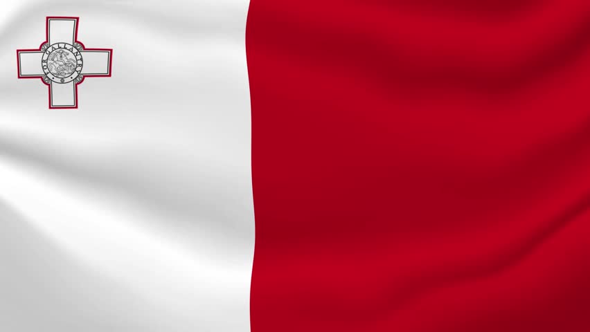 Malta Waving Flag Animation in Wave Form – High Quality 4K Motion Background, Malta National Flag Waving Animation – Seamless Loop Video