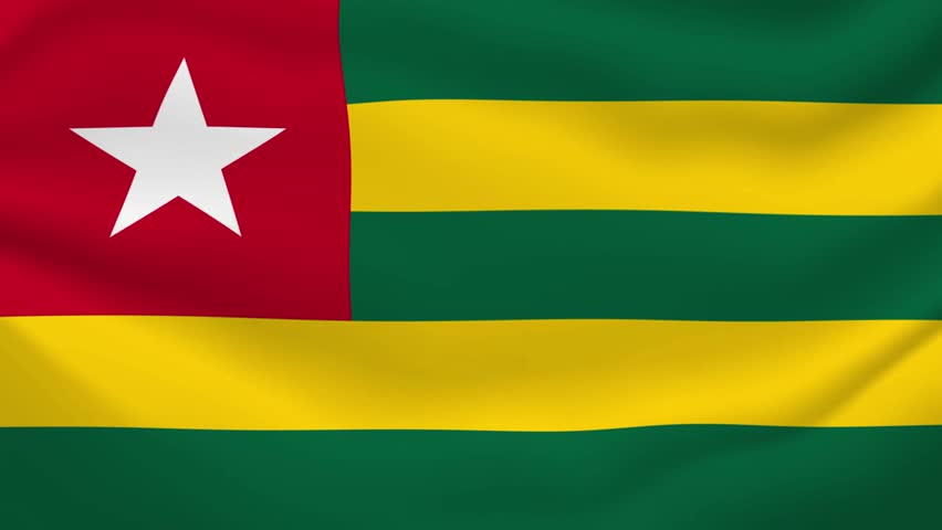 Togo Waving Flag Animation in Wave Form – High Quality 4K Motion Background, Togo National Flag Waving Animation – Seamless Loop Video