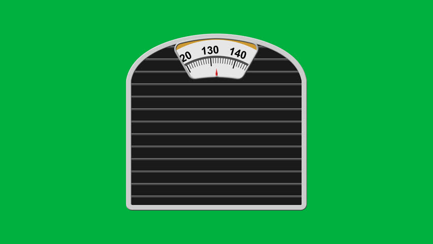animated bathroom weight scale rotates from 0 to 150 kg, animation footage video on alpha channel(transparent) background.