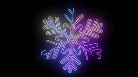 A glowing neon snowflake animation with vibrant multicolor light outlines on a dark background. The detailed geometric shape creates a modern, festive winter aesthetic. Perfect for Christmas projects, - Powered by Shutterstock - Get 15% off with code: PIKWIZARD15