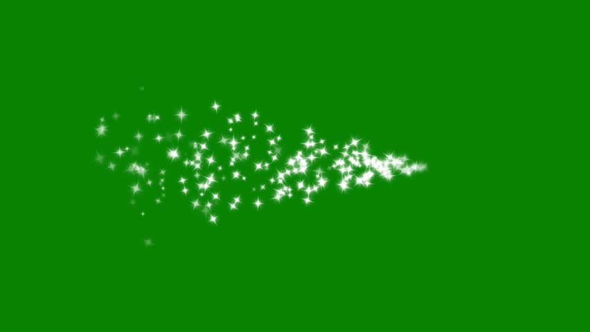 2d Glitter sparkle trail featuring luminous doodle stars and soft white twinkling stars, creating a refined shimmering starlight dust transition on a green background for luxurious 4K visuals