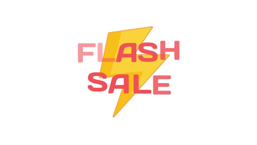 Flash sale animation with lightning bolt and glowing text on transparent background isolated. - Powered by Shutterstock - Get 15% off with code: PIKWIZARD15