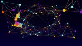 Abstract multicolored 3D plexus structure of lines, dots and polygons rotates, contracts and expands in a smooth seamless loop on a dark technology background - Powered by Shutterstock - Get 15% off with code: PIKWIZARD15