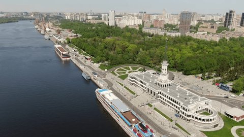 Aerial Drone Flight Along North River Terminal Coastline