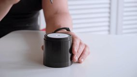 Male hand sticking pencil into automatic electric pencil sharpener and sharpening it close-up side view. Office stationery tool. Preparation for drawing and sketching. High quality 4k footage. - Powered by Shutterstock - Get 15% off with code: PIKWIZARD15