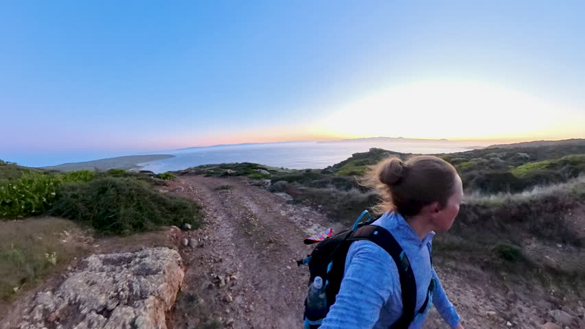 Climbing up South Road.at Dawn in Channel Islands National Park