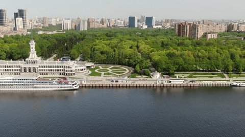 Wide Drone View Terminal Riverside Park