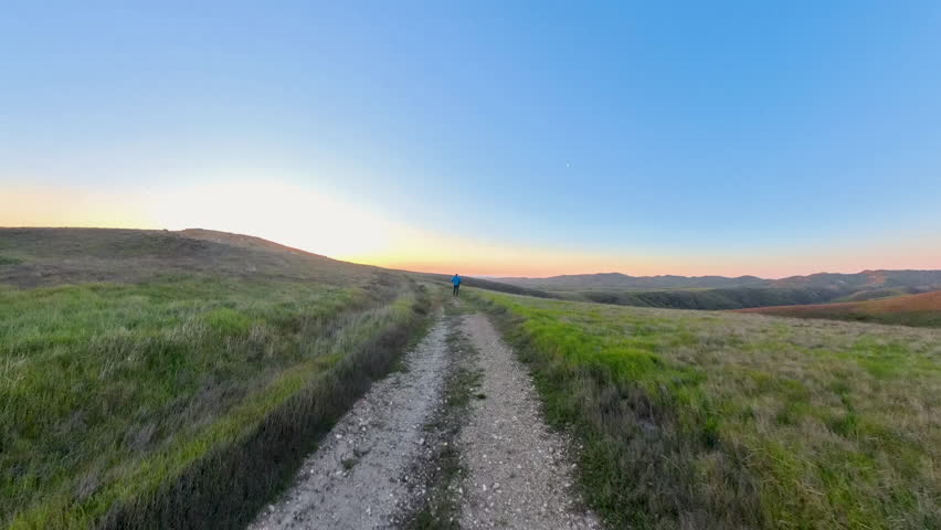 Distant Man Hikes Wreck Road on Santa Rosa Island in Channel Islands National Park