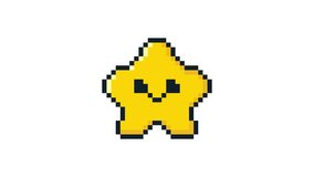 8-bit pixel art cute yellow star character idle. looped animation 4k 30fps - Powered by Shutterstock - Get 15% off with code: PIKWIZARD15