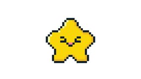 8-bit pixel art cute yellow star character jump. looped animation 4k 30fps - Powered by Shutterstock - Get 15% off with code: PIKWIZARD15