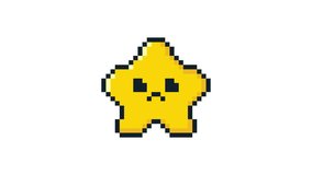 8-bit pixel art cute yellow star character feel bad. looped animation 4k 30fps - Powered by Shutterstock - Get 15% off with code: PIKWIZARD15