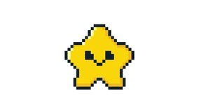 8-bit pixel art cute yellow star character wink. looped animation 4k 30fps - Powered by Shutterstock - Get 15% off with code: PIKWIZARD15