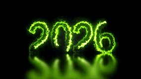 Glowing Fiery 2026 Number Animation Reflected on Black Surface - Dynamic New Year Celebration Countdown Loop - Powered by Shutterstock - Get 15% off with code: PIKWIZARD15
