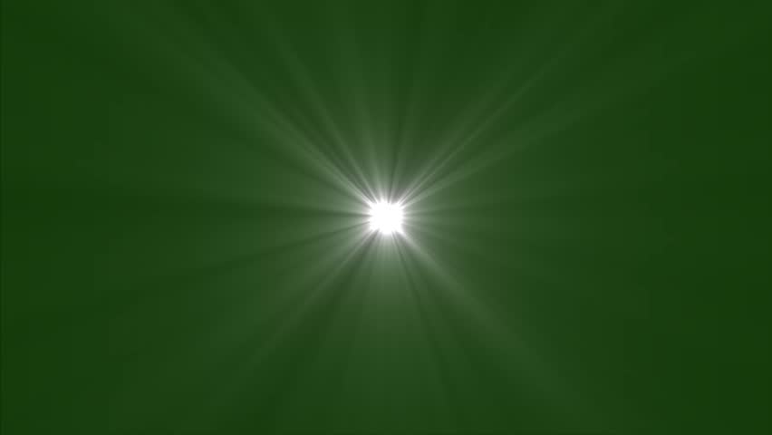 Radiant starburst light rays emanate from a bright center against a deep green backdrop, creating an abstract energy explosion effect perfect for intros, transitions, or conceptual visuals.