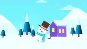 Experience the magic of winter with a friendly snowman greeting you in a charming, snow-covered village. Perfect for holiday projects, children's content, or conveying festive cheer. - Powered by Shutterstock - Get 15% off with code: PIKWIZARD15
