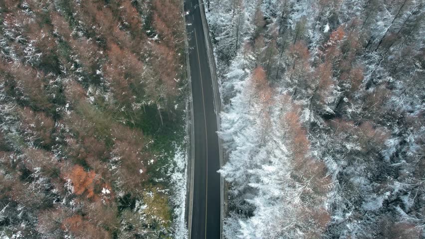 Minimalist Aerial Winter Scene with Snow and Frost for Video Titles