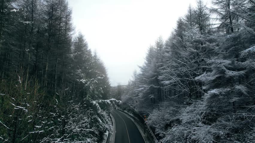 Minimalist Aerial Winter Scene with Snow and Frost for Video Titles