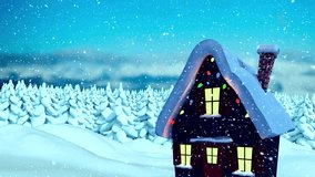 Experience the magic of winter with this charming cabin bathed in festive lights, nestled deep within a snow-covered forest. Perfect for holiday greetings and evoking a sense of warmth and wonder. - Powered by Shutterstock - Get 15% off with code: PIKWIZARD15