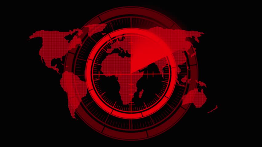 Red Digital World Map with Radar Scope and Scanning Sector on Black Background digital map. Futuristic red radar scope sweeping across a digital world map  - Powered by Shutterstock - Get 15% off with code: PIKWIZARD15