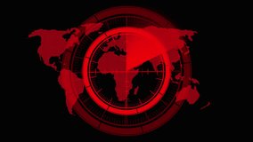 Red Digital World Map with Radar Scope and Scanning Sector on Black Background digital map. Futuristic red radar scope sweeping across a digital world map  - Powered by Shutterstock - Get 15% off with code: PIKWIZARD15