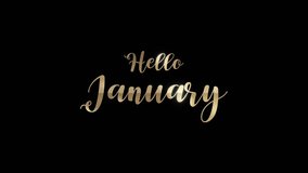 Gold metallic Hello January lettering on black background with a soft glowing highlight. 4K video
 - Powered by Shutterstock - Get 15% off with code: PIKWIZARD15