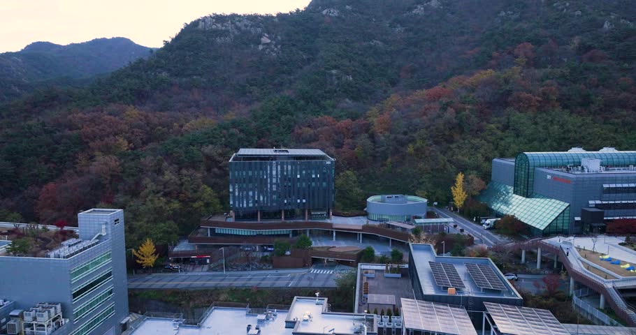 Autumn Morning Aerial View of Seoul National University Campus with Gwanak Mountain