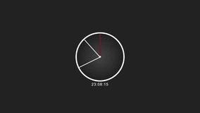 Minimalist animated analog and digital clock interface on dark background. Modern white circular clock with a red second hand ticking. 2D motion graphics time concept. - Powered by Shutterstock - Get 15% off with code: PIKWIZARD15