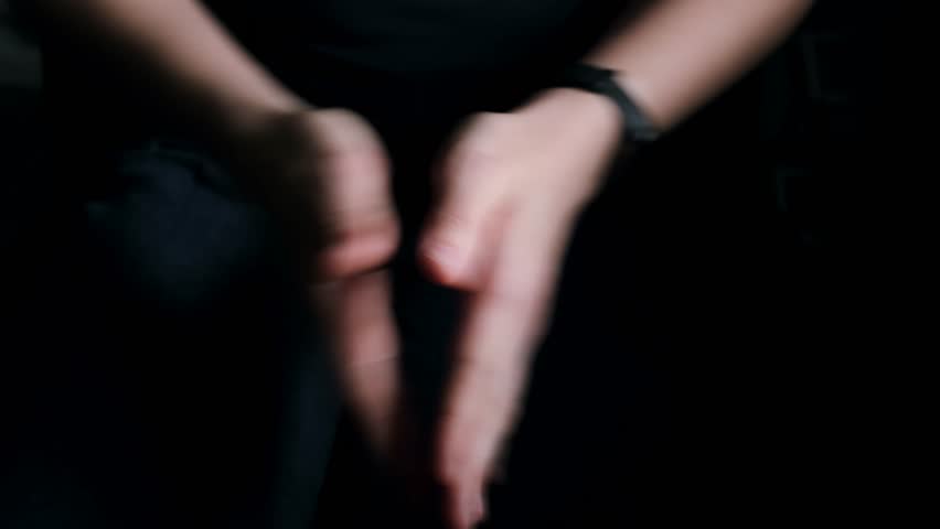 Quick clapping hands front view on black background. Applauding at the theatre or concert. Bravo. Congratulation gesture. Expression of emotions. Very good. Great show. A grateful viewer. 4K footage.