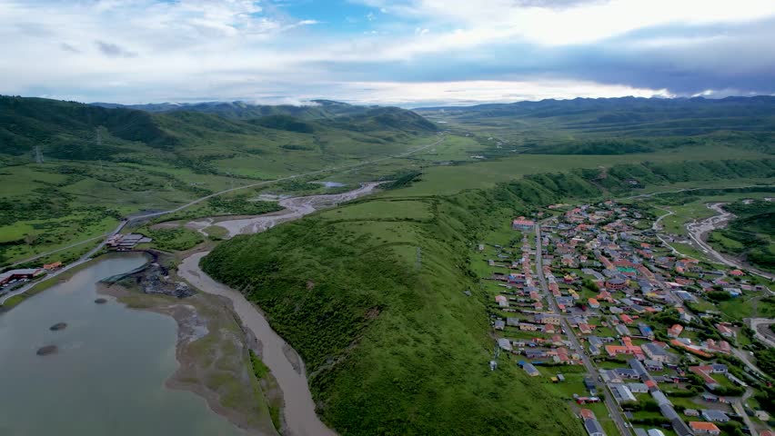 Grassland River Scenery Aerial Scenic Landscape View Scenic
