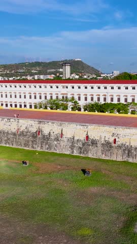 Walled City At Cartagena De Indias In Bolivar Colombia. Walls Of Cartagena Landscape. Medieval City. Cartagena De Indias At Bolivar Colombia. Cartagena Skyline. Historical Center.