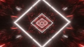 Abstract digital tunnel with glowing neon geometric shapes in deep red hues. - Powered by Shutterstock - Get 15% off with code: PIKWIZARD15