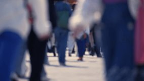 Close up of people walking on crowded street in slow motion. - Powered by Shutterstock - Get 15% off with code: PIKWIZARD15