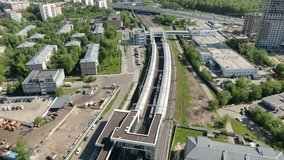 Drone diagonal view over urban railway station - Powered by Shutterstock - Get 15% off with code: PIKWIZARD15