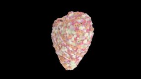 A unique heart-shaped object, composed of numerous small, pastel-colored fragments, slowly rotates against a stark black backdrop, creating a mesmerizing visual. - Powered by Shutterstock - Get 15% off with code: PIKWIZARD15