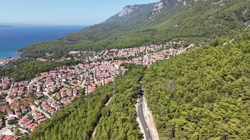 Aerial View of Coastal Town
