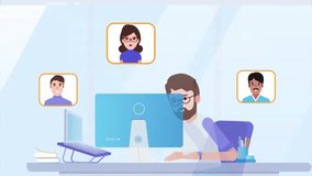 2D Animation: Global Remote Team, Online Business Collaboration, Video Call, Network Communication, Modern Workspace - Powered by Shutterstock - Get 15% off with code: PIKWIZARD15