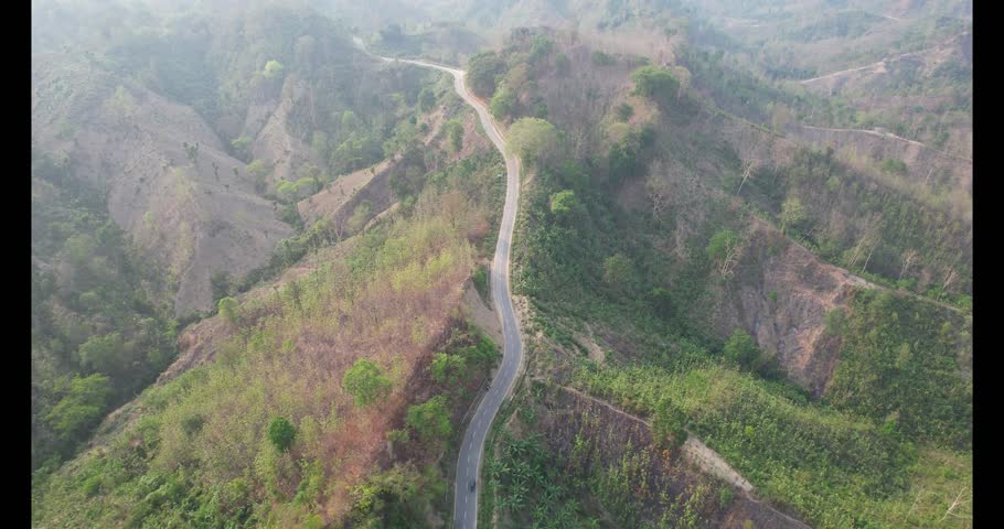 Stunning Aerial Landscape of Rural Hills, Roads and Forested Valleys
