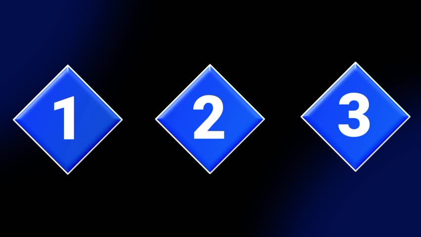 Seamless loop of glowing blue diamond shapes rising with numbers and with a smooth shine effect. Clean, modern count up animation. ideal for intros, presentations, and tech visuals.