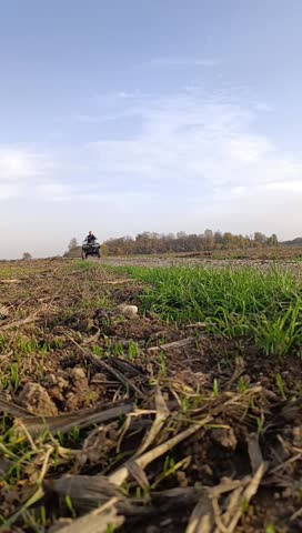 Crazy quad bike ride in nature