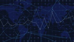 Digital analytics data background, global network connections, fluctuating line charts, graphs, numbers. Represents business, finance, technology, big data, AI, worldwide communication. Ideal for - Powered by Shutterstock - Get 15% off with code: PIKWIZARD15