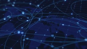 Abstract global digital network background. Glowing lines, nodes, world map. Symbolizes data analytics, communication, big data, internet, technology. Worldwide connection, business, finance, AI - Powered by Shutterstock - Get 15% off with code: PIKWIZARD15