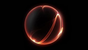 Radiant abstract energy sphere with flowing orange red and golden light ribbons, soft translucent contours and fine dotted texture forming dynamic fluid shape on a deep black background, infinite loop - Powered by Shutterstock - Get 15% off with code: PIKWIZARD15