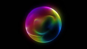 Abstract glowing neon sphere with rainbow gradients on deep black backdrop, seamless looping dynamic orb light with soft mesh texture, futuristic digital energy core effect for high-tech backgrounds - Powered by Shutterstock - Get 15% off with code: PIKWIZARD15