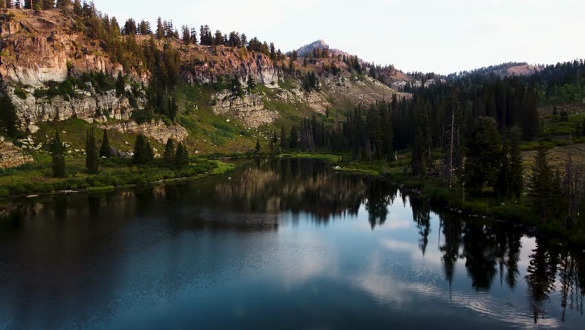 4K Aerial Autumn  Fall Views of Tony Grove White Pine Lake Utah Hiking