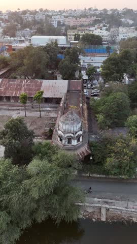 Drone Shot of an Old Historical Building Palace in India during daytime and sunset