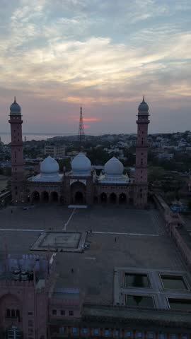 Drone Shots of a Mosque in India During Sunset and Night